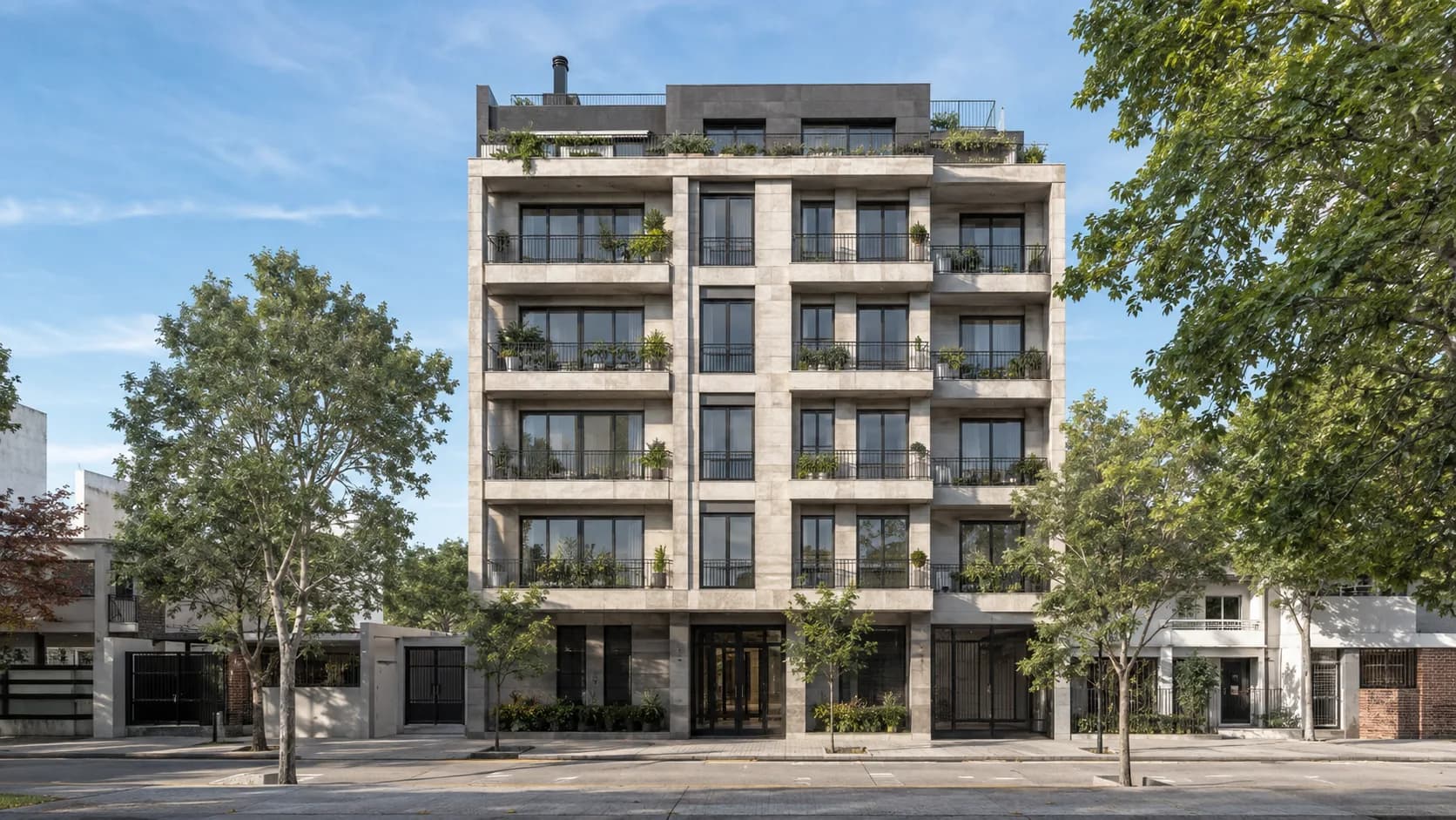 Edificio residencial con balcones. Imagen ilustrativa.