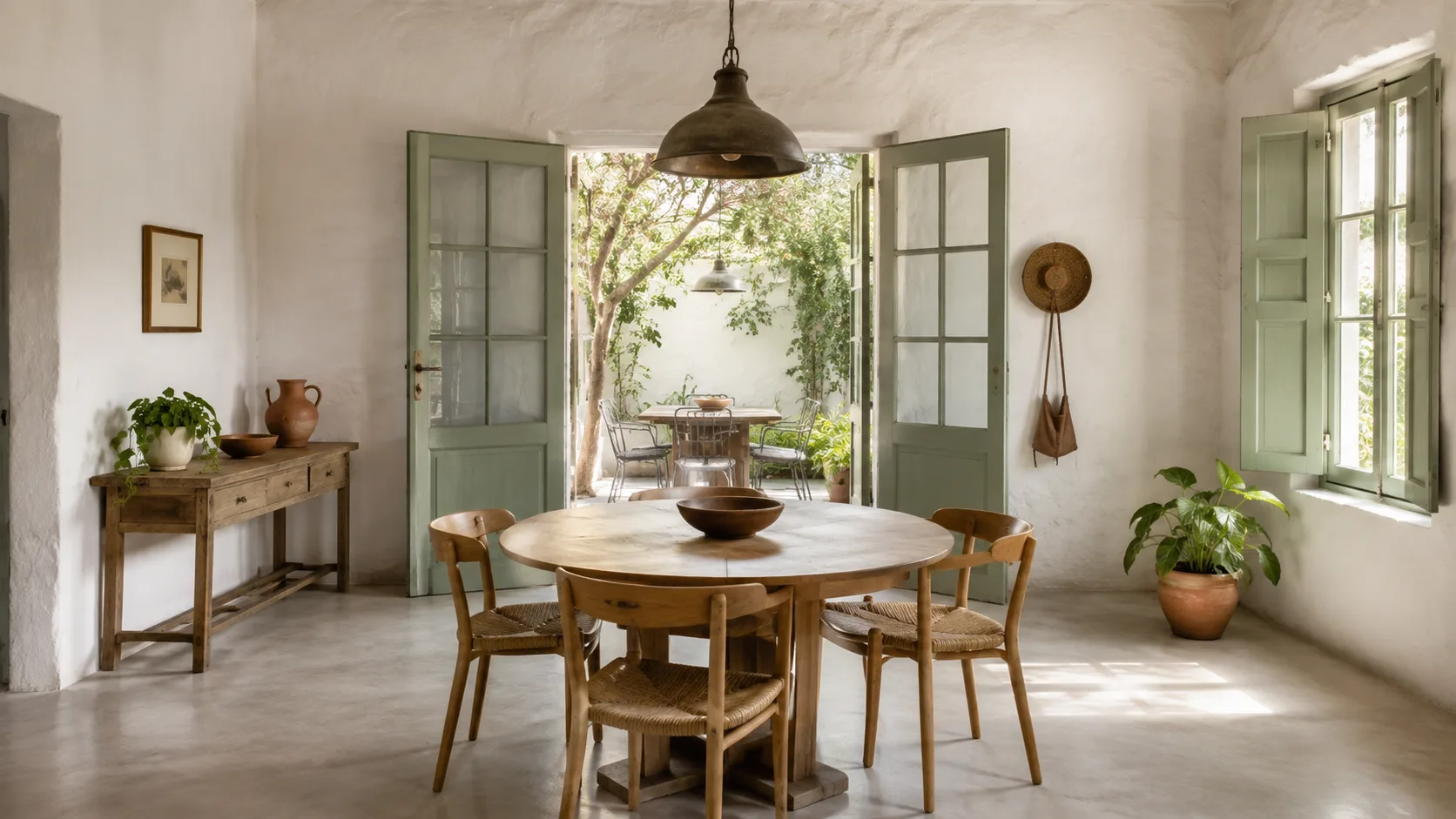 Comedor con salida a un patio. Imagen ilustrativa.